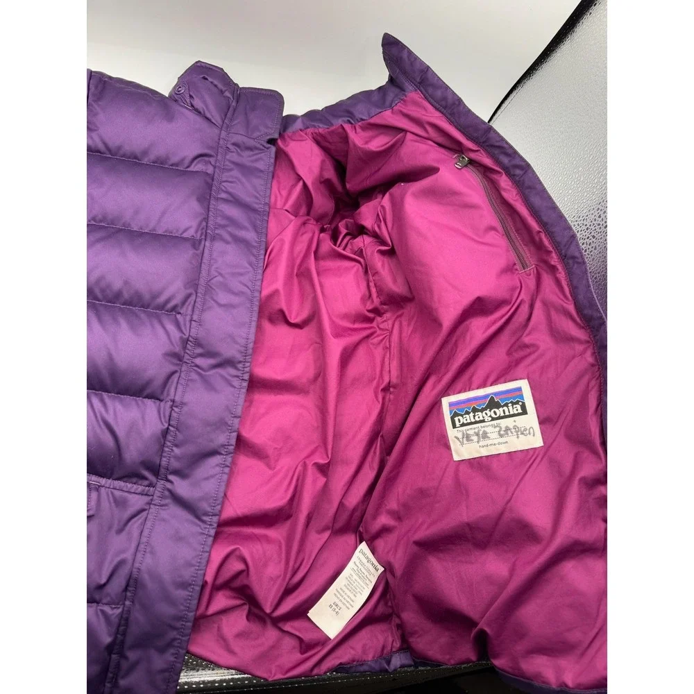 Patagonia Girls XS 5-6 Purple Down Puffer Parka Jacket Quilted Winter Coat